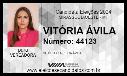 Candidato VITÓRIA ÁVILA 2024 - MIRASSOL D\OESTE - Eleições