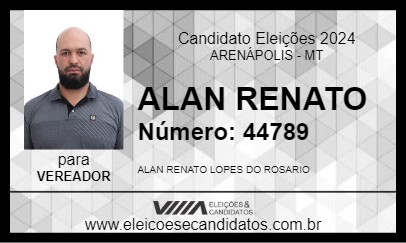 Candidato ALAN RENATO 2024 - ARENÁPOLIS - Eleições