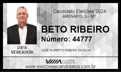 Candidato BETO RIBEIRO 2024 - ARENÁPOLIS - Eleições