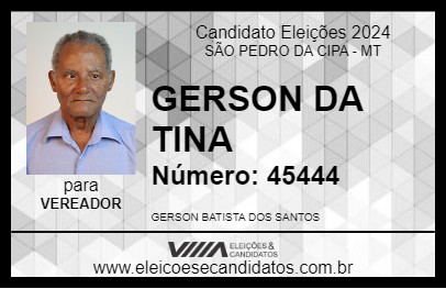 Candidato GERSON DA TINA 2024 - SÃO PEDRO DA CIPA - Eleições