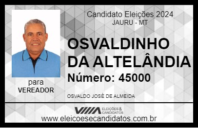 Candidato OSVALDINHO DA ALTELÂNDIA 2024 - JAURU - Eleições