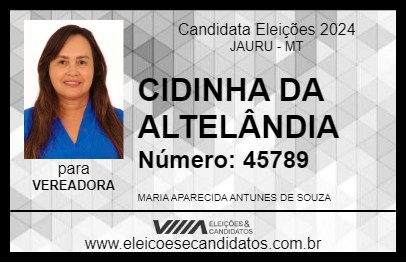 Candidato CIDINHA DA ALTELÂNDIA 2024 - JAURU - Eleições