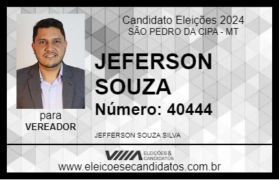 Candidato JEFERSON SOUZA 2024 - SÃO PEDRO DA CIPA - Eleições