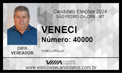 Candidato VENECI 2024 - SÃO PEDRO DA CIPA - Eleições