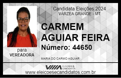 Candidato CARMEM AGUIAR FEIRA 2024 - VÁRZEA GRANDE - Eleições