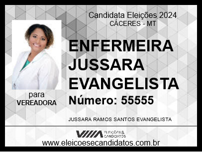 Candidato ENFERMEIRA JUSSARA EVANGELISTA 2024 - CÁCERES - Eleições