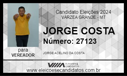 Candidato JORGE COSTA 2024 - VÁRZEA GRANDE - Eleições