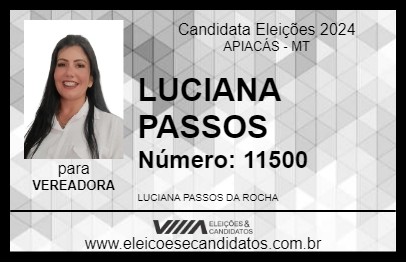 Candidato LUCIANA PASSOS 2024 - APIACÁS - Eleições