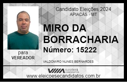 Candidato MIRO DA BORRACHARIA 2024 - APIACÁS - Eleições