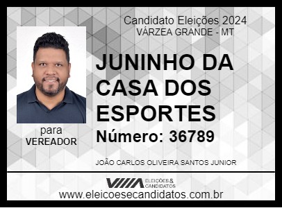 Candidato JUNINHO DA CASA DOS ESPORTES 2024 - VÁRZEA GRANDE - Eleições