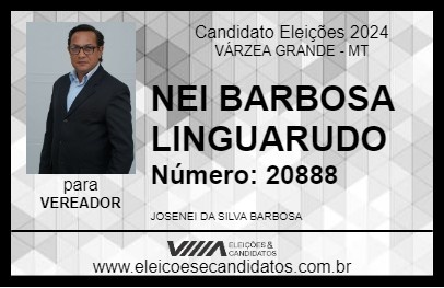 Candidato NEI BARBOSA LINGUARUDO 2024 - VÁRZEA GRANDE - Eleições