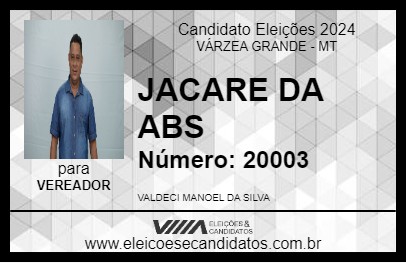 Candidato JACARE DA ABS 2024 - VÁRZEA GRANDE - Eleições