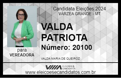 Candidato VALDA PATRIOTA 2024 - VÁRZEA GRANDE - Eleições