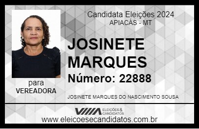 Candidato JOSINETE MARQUES 2024 - APIACÁS - Eleições