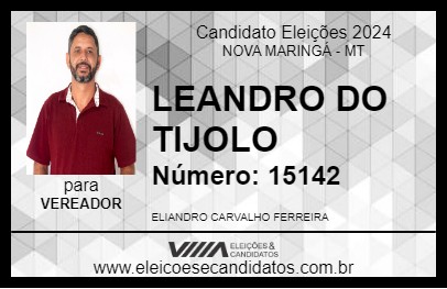 Candidato LEANDRO DO TIJOLO 2024 - NOVA MARINGÁ - Eleições