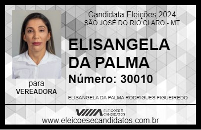 Candidato ELISANGELA DA PALMA 2024 - SÃO JOSÉ DO RIO CLARO - Eleições