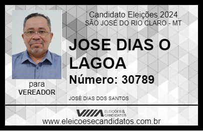 Candidato JOSE DIAS O LAGOA 2024 - SÃO JOSÉ DO RIO CLARO - Eleições