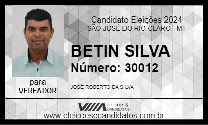 Candidato BETIN SILVA 2024 - SÃO JOSÉ DO RIO CLARO - Eleições