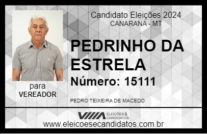 Candidato PEDRINHO DA ESTRELA 2024 - CANARANA - Eleições