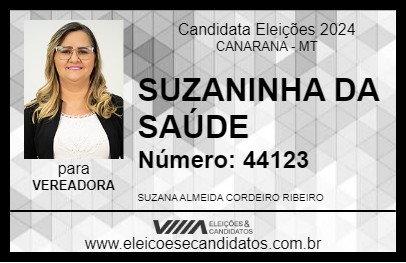 Candidato SUZANINHA DA SAÚDE 2024 - CANARANA - Eleições