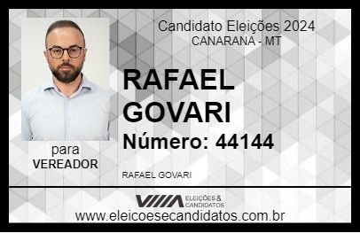 Candidato RAFAEL GOVARI 2024 - CANARANA - Eleições