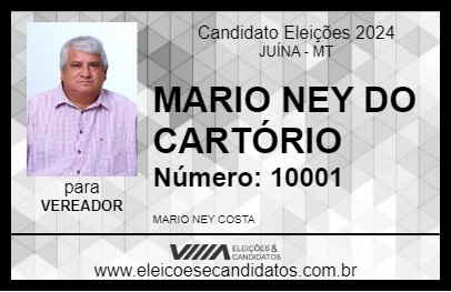 Candidato MARIO NEY DO CARTÓRIO 2024 - JUÍNA - Eleições