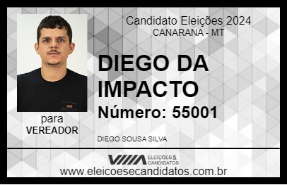 Candidato DIEGO DA IMPACTO 2024 - CANARANA - Eleições