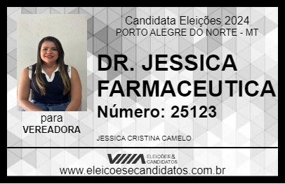 Candidato DR. JESSICA FARMACEUTICA 2024 - PORTO ALEGRE DO NORTE - Eleições