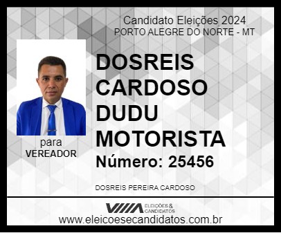 Candidato DOSREIS CARDOSO DUDU MOTORISTA 2024 - PORTO ALEGRE DO NORTE - Eleições