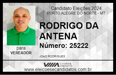 Candidato RODRIGO DA ANTENA 2024 - PORTO ALEGRE DO NORTE - Eleições