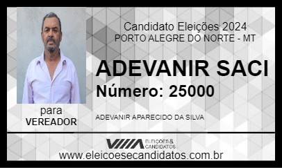 Candidato ADEVANIR SACI 2024 - PORTO ALEGRE DO NORTE - Eleições