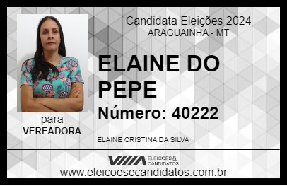 Candidato ELAINE DO PEPE 2024 - ARAGUAINHA - Eleições