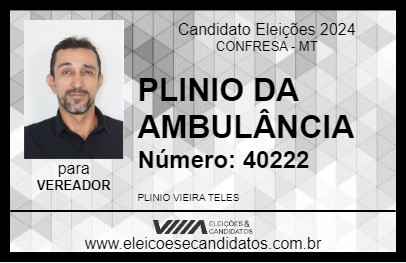 Candidato PLINIO DA AMBULÂNCIA 2024 - CONFRESA - Eleições