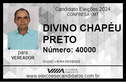 Candidato DIVINO CHAPÉU PRETO 2024 - CONFRESA - Eleições