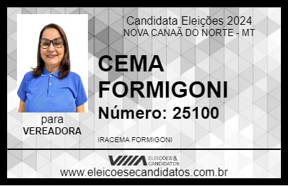 Candidato CEMA FORMIGONI 2024 - NOVA CANAÃ DO NORTE - Eleições