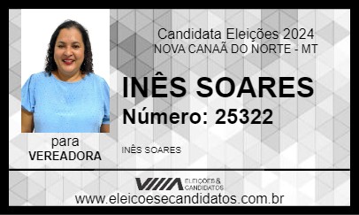 Candidato INÊS SOARES 2024 - NOVA CANAÃ DO NORTE - Eleições