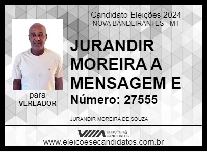 Candidato JURANDIR MOREIRA 2024 - NOVA BANDEIRANTES - Eleições