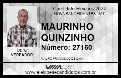 Candidato MAURINHO QUINZINHO 2024 - NOVA BANDEIRANTES - Eleições