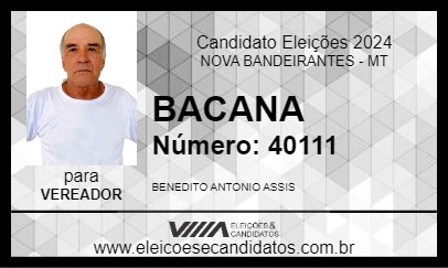 Candidato BACANA 2024 - NOVA BANDEIRANTES - Eleições