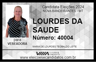 Candidato LOURDES DA SAUDE 2024 - NOVA BANDEIRANTES - Eleições