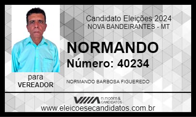 Candidato NORMANDO 2024 - NOVA BANDEIRANTES - Eleições