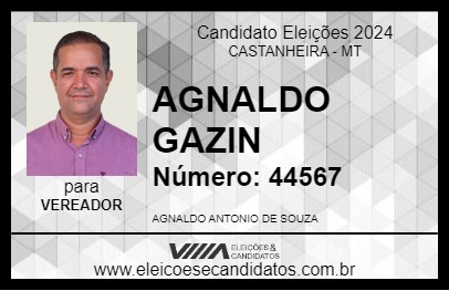 Candidato AGNALDO GAZIN 2024 - CASTANHEIRA - Eleições