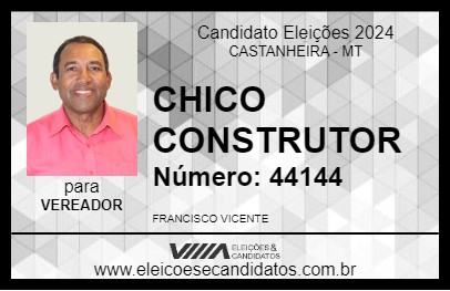 Candidato CHICO CONSTRUTOR 2024 - CASTANHEIRA - Eleições