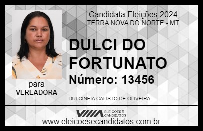 Candidato DULCI DO FORTUNATO 2024 - TERRA NOVA DO NORTE - Eleições