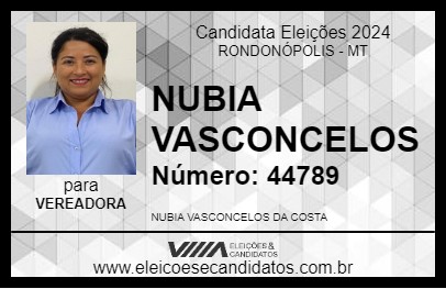 Candidato NUBIA VASCONCELOS 2024 - RONDONÓPOLIS - Eleições