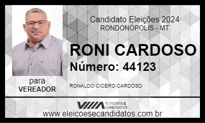 Candidato RONI CARDOSO 2024 - RONDONÓPOLIS - Eleições