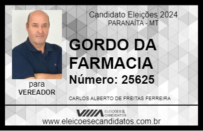 Candidato GORDO DA FARMACIA 2024 - PARANAÍTA - Eleições