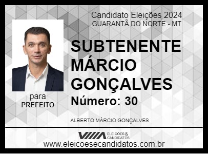 Candidato SUBTENENTE MÁRCIO GONÇALVES 2024 - GUARANTÃ DO NORTE - Eleições