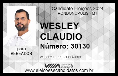 Candidato WESLEY CLAUDIO 2024 - RONDONÓPOLIS - Eleições