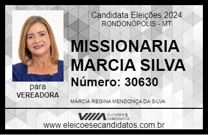 Candidato MISSIONARIA MARCIA SILVA 2024 - RONDONÓPOLIS - Eleições